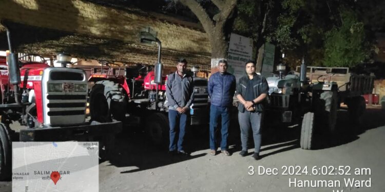 वरोर्यात अवैध गौण खनिज वाहतुकीवर कारवाई, तीन ट्रॅक्टरसह मुद्देमाल जप्त