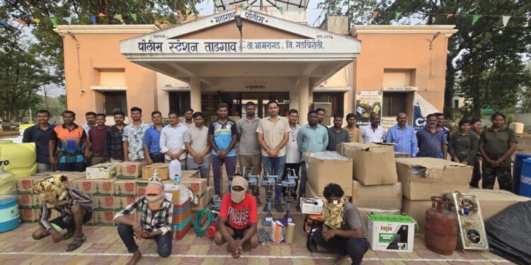 गडचिरोली पोलीसांची दमदार कारवाई;बनावट देशी दारू कारखाना उद्ध्वस्त