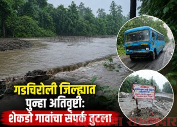 दक्षिण गडचिरोलीत अतिवृष्टीचा तडाखा! शेकडो गावांचा संपर्क तुटला; आलापल्ली–सिरोंचा राष्ट्रीय महामार्ग ठप्प