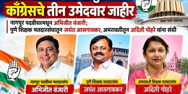 विधान परिषद निवडणुकीसाठी काँग्रेसचे तीन उमेदवार जाहीर